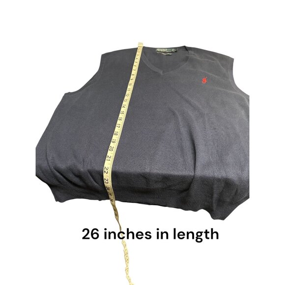 VGT academia Polo Ralph Lauren Mens Navy Blue Pima Cotton Sleeveless V-Neck - Picture 5 of 5